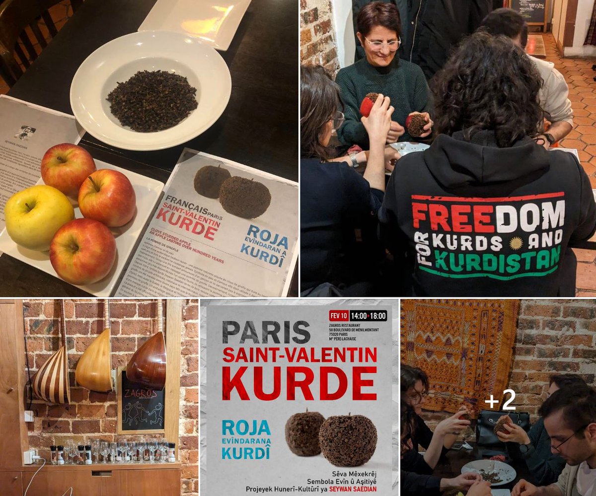 KurdistanAu's tweet image. PARIS – Le restaurant Zagros &amp;amp; le commerçant du vin « Kurdistan » ont coorganisé un atelier de préparation de « pommes d’amour » à la kurde  à l’occasion de la semaine de Saint Valentin.

Un projet artistique de Seywan Saedian

#valentinday 

kurdistan-au-feminin.fr/2024/01/28/par…