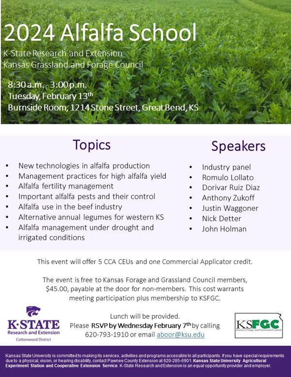 SWKSAgronomy's tweet photo. A full week ahead with our #CoverCrop meeting in Russell, #Alfalfa School in Great Bend, and #Weed Management Schools across the region! Something for everyone! @Midwaycrops @lishboor @KSUWheat @KStateWeedSci @CentralKsCrops https://t.co/JKSyukVnnb