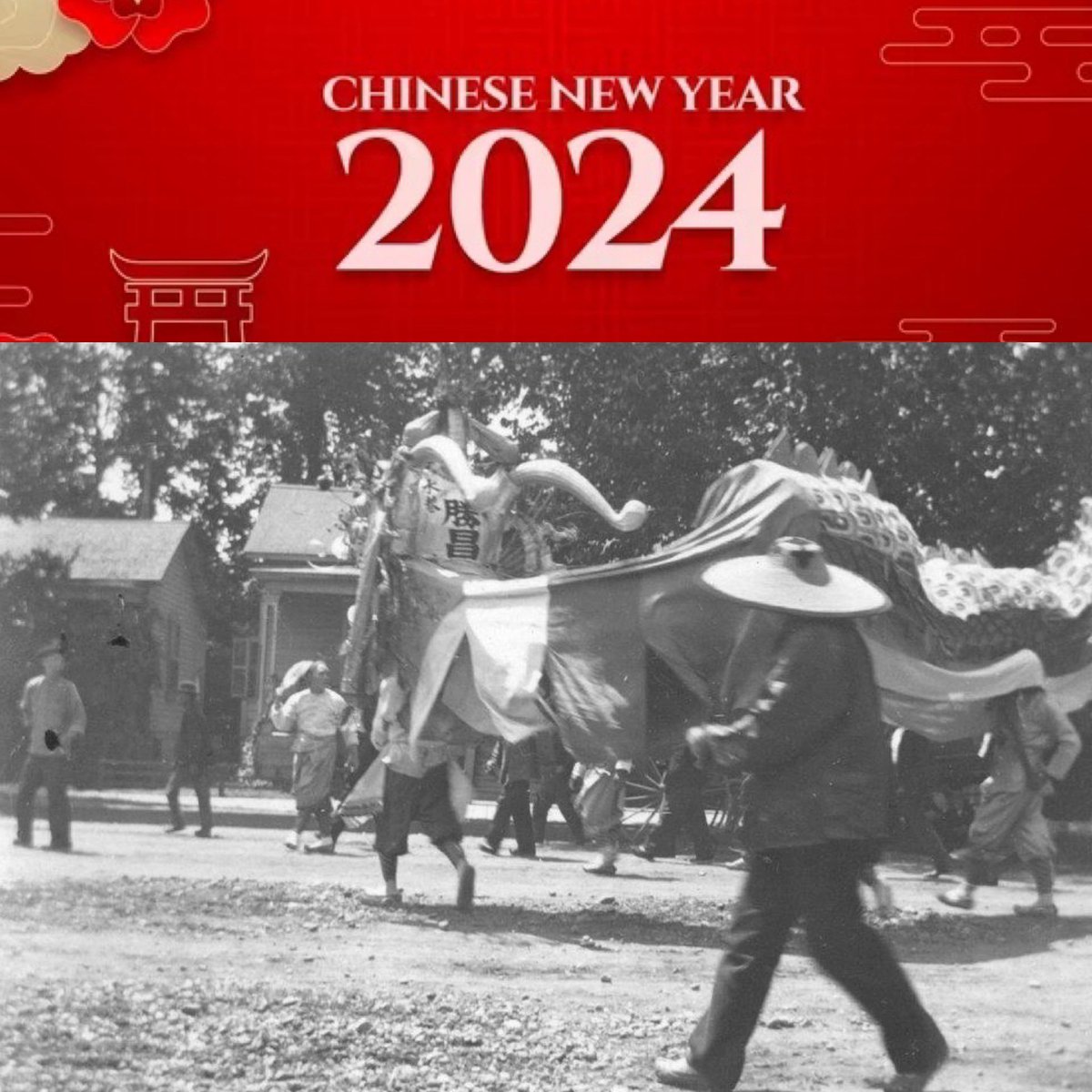 Gung Hay Fat Choy! Pictured is the Chinese Dragon Dance in Stockton, CA c. 1900.  #HagginMuseum #StocktonCA #StocktonHistory