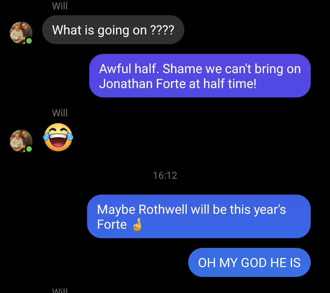 Carnage 😂Just like we still talk about that Jonno Forte MK Dons game in L1... Can see us feeling similar about this game and Joe Rothwell in the future. Love this team

#saintsfc