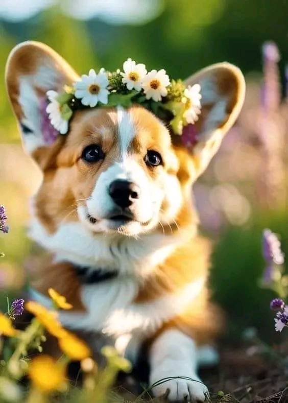 CharmingCorgi's tweet image. flower of corgi