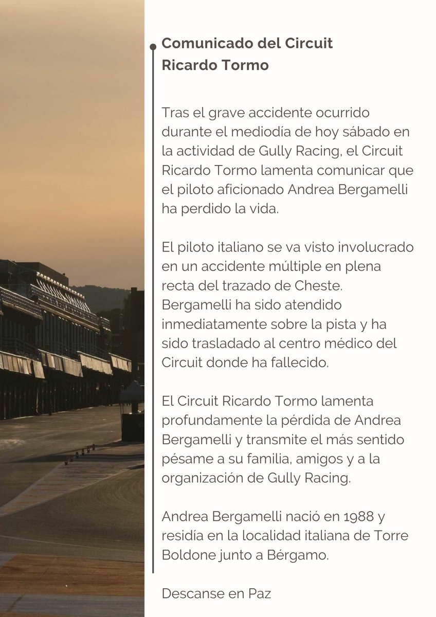 CircuitValencia's tweet photo. COMUNICADO OFICIAL https://t.co/8sAfe7NiHN