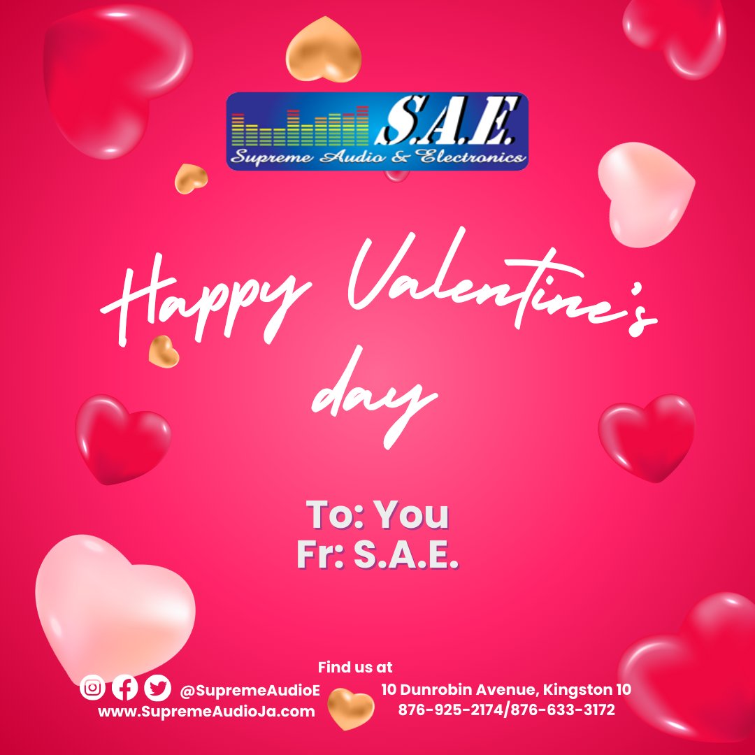 SupremeAudioE's tweet photo. Happy Valentine's Day to YOU, our Valued Customers! Thank you for your continued support, we appreciate you. 
#Kenwood #valentinesday #happyvalentinesday #caraudiolife #Caralarm #Audio #Electronics #gpstracker #Jamaica #RadioInstallation #CarRadio #Touchscreenradio #Reversecamera https://t.co/oZGWU6D8m9