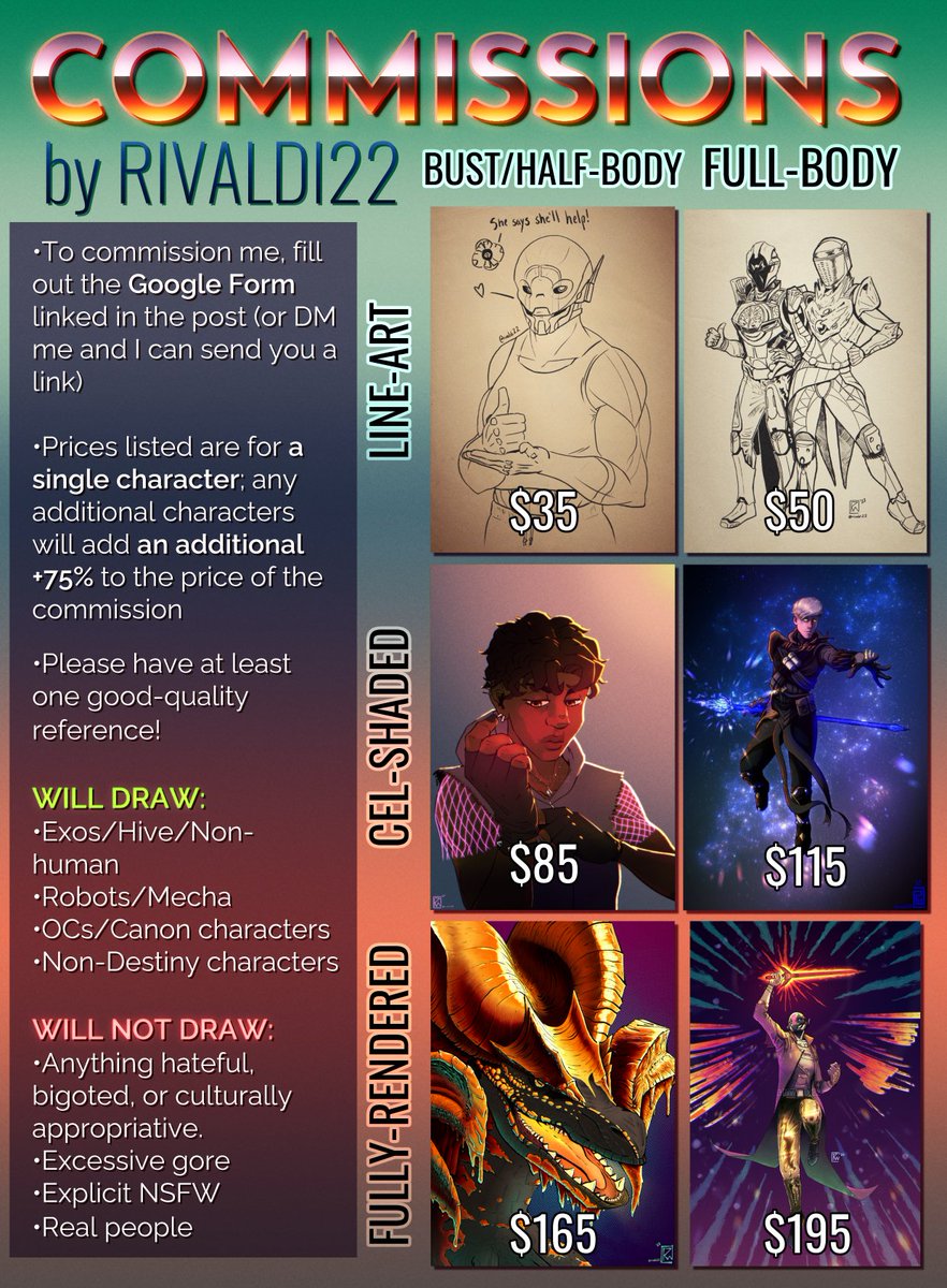rivaldi22's tweet photo. Hello! I've updated my commission sheet! If you or anyone you know are interested in commissioning me, please fill out the Google Form linked in the replies! 💚✨

I also offer $20 sketches on my ko-fi! (link in bio) https://t.co/NgC6T4EgV2