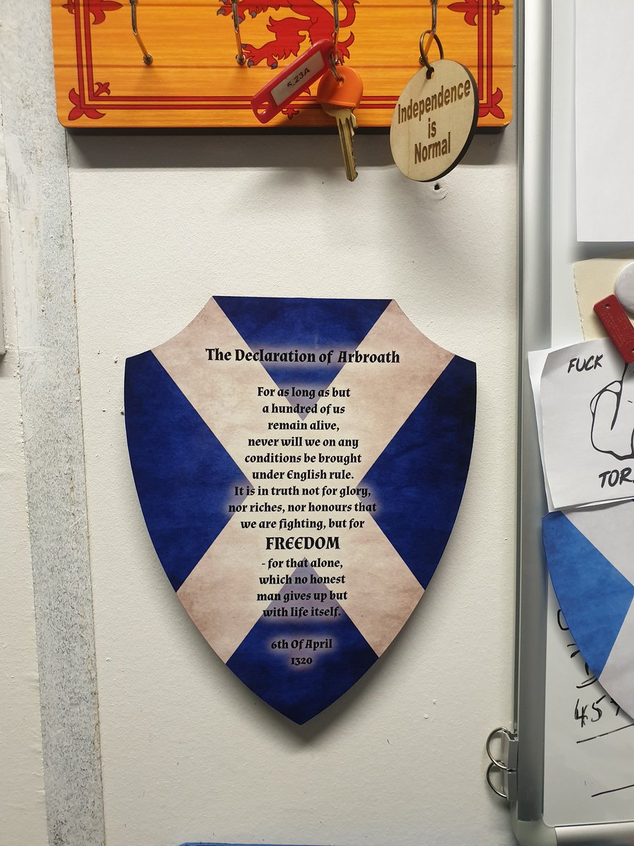 MerchSaltire's tweet photo. I've been making these stunning Declararion of Arbroath shield plaques.

They look great hanging from you wall!

#SCOTLAND #declarationofarbroath #scotlandandindependence #yes2 #scottishandproud #robbed https://t.co/sKycsfL2kY
