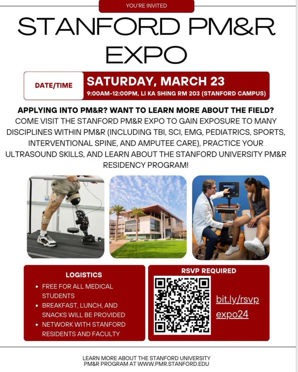 RSVP For the Stanford PM&amp;R expo on 3/23/24 here ➡️ docs.google.com/forms/d/e/1FAI…