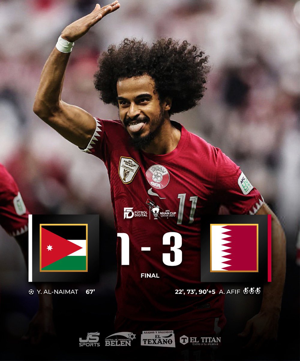 FutbolDigitalHn's tweet photo. 🇶🇦QATAR BICAMPEÓN DE ASIA🏆🏆
Los anfitriones consiguen el título continental en casa ante una sorpresiva Jordania que dio pelea hasta el final🔥
#FutbolDigital #CopaAsiatica https://t.co/kzDYAxirwV