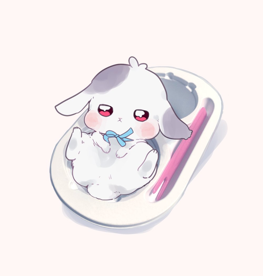 no humans rabbit solo red eyes white background looking at viewer ribbon  illustration images