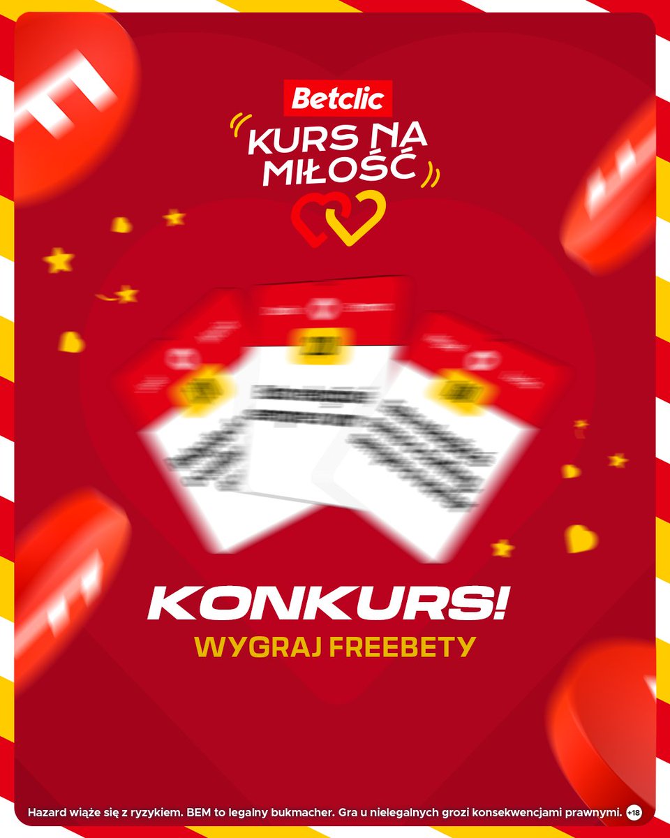 Betclic Polska 🔞 (@betclicpolska) on Twitter photo 💘KONKURS💘
🎁 3x 100 PLN we freebetach
Zasady:
🔎 obserwuj <a href="/BetclicPolska/">Betclic Polska 🔞</a>
🔁 retweet
✍️ Napisz kto przychodzi Ci na myśl, gdy widzisz hasło „Jeśli oni nie będą razem, to nie wierzę w miłość”
⚠️Czas do 13.02, godz. 12:59
🔞 Konkurs dla osób pełnoletnich. Regulamin w opisie 💘KONKURS💘
🎁 3x 100 PLN we freebetach
Zasady:
🔎 obserwuj <a href="/BetclicPolska/">Betclic Polska 🔞</a>
🔁 retweet
✍️ Napisz kto przychodzi Ci na myśl, gdy widzisz hasło „Jeśli oni nie będą razem, to nie wierzę w miłość”
⚠️Czas do 13.02, godz. 12:59
🔞 Konkurs dla osób pełnoletnich. Regulamin w opisie
