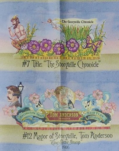 A bit of New Orleans history: Hermes float #12 last night featured our daughters’ 3x great-grandfather Tom Anderson 💜💚💛