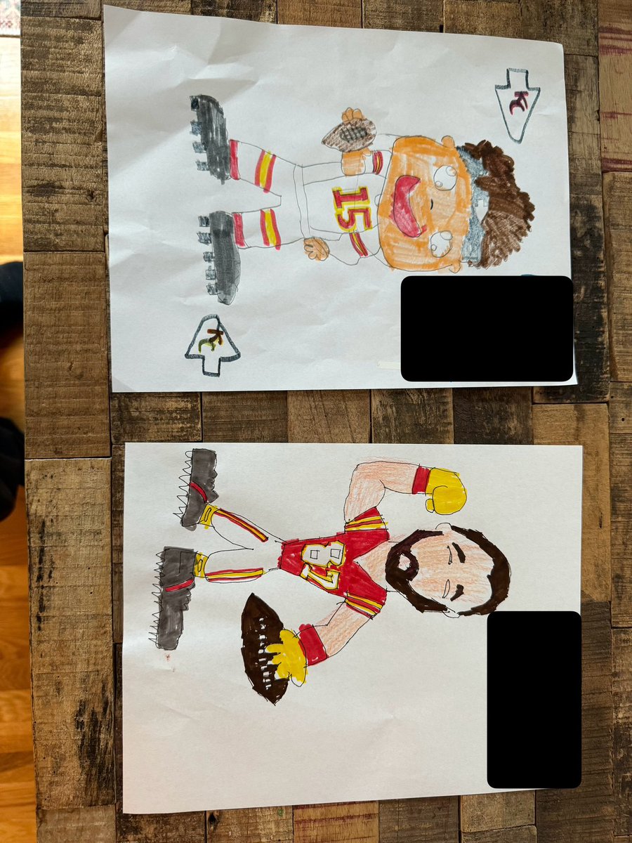 CoverSixty's tweet photo. My 7yo wanted me to send these to @PatrickMahomes and @tkelce.  This is the best I can do.  Help a brother out. https://t.co/M20YK5tT4d