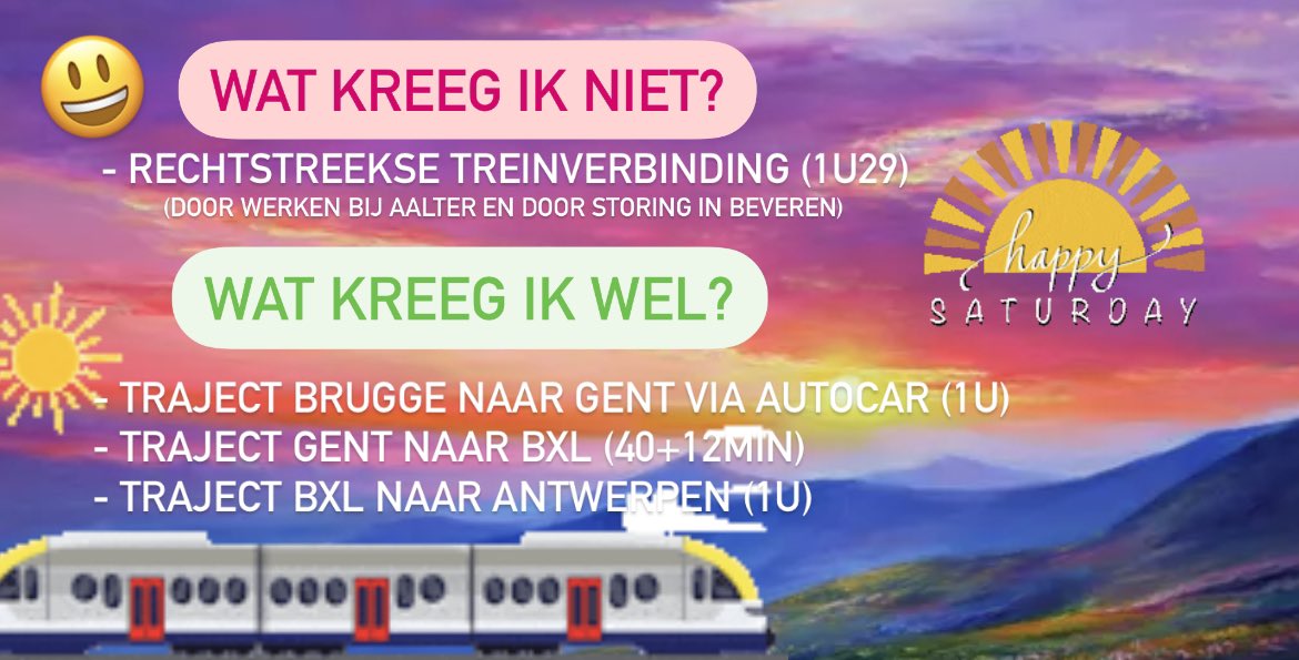 We hebben toch niks te klagen over nmbs hoor!! Voor een traject van Brugge - Antwerpen betaalde ik 7,5 euro en kreeg daarvoor een namiddagje sightseeing in de plaats😍😍😍