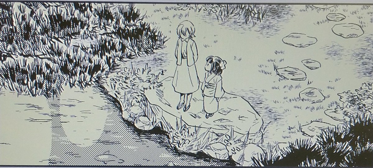 せっかくなので背景完成形も(トーン抜けてるとこはフキダシが入る)
何となくそれっぽく見えれば良いんだ… 