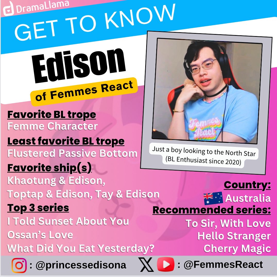 dramallama_app's tweet photo. Taking a trip down under to visit our visit our favorite Aussie reactor and 1/2 of @FemmesReact, Edison 😁😁
Full video: https://t.co/vyxDrUgh4S
#BLSeries #BoysLove
#BL #LoveIsLove #GayRepresentation #LGBTQ+ #ContentCreator #DramaLlama #ContentCreatorChat #FemmesReact https://t.co/LlaoPQCIFx