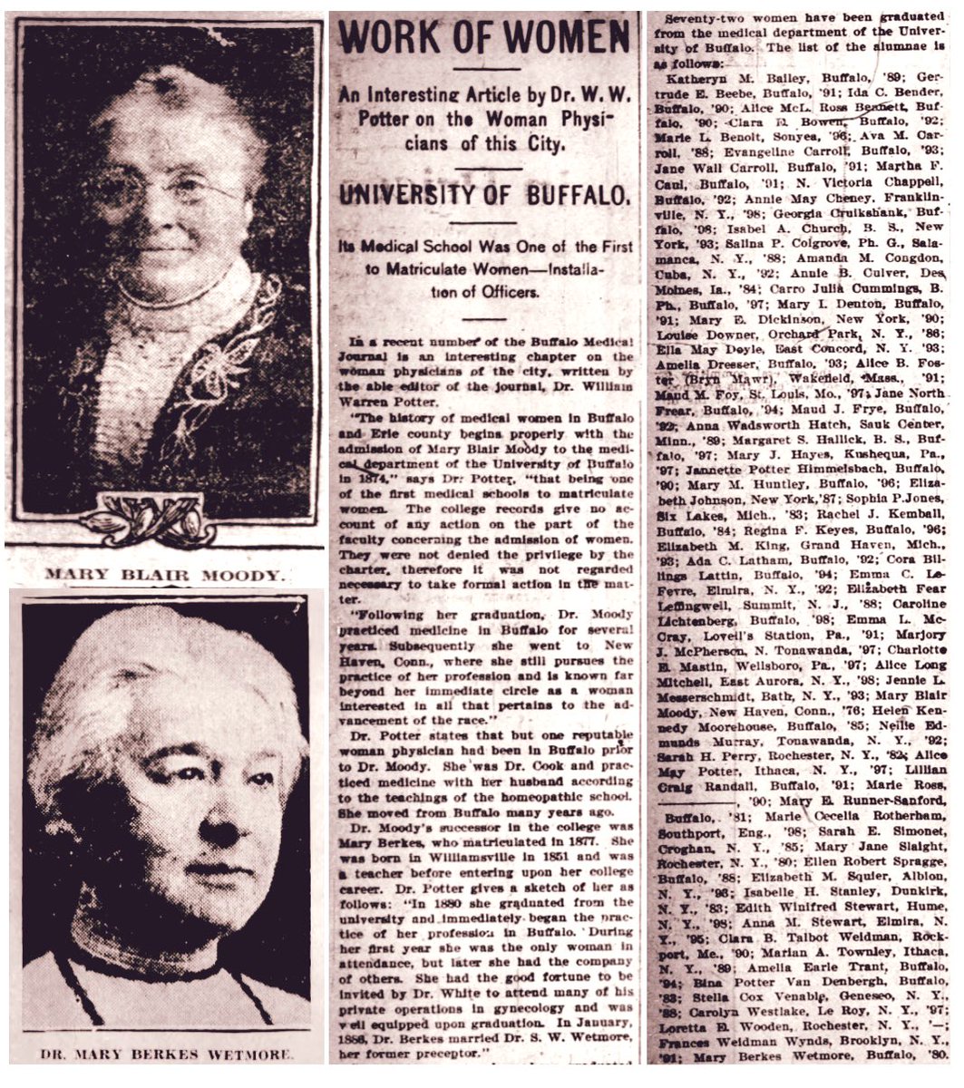 From February 9, 1899 - “Work of Women” ➡️ By that year, 72 women had graduated from the #UBuffalo Medical School. 💙🤍🦬