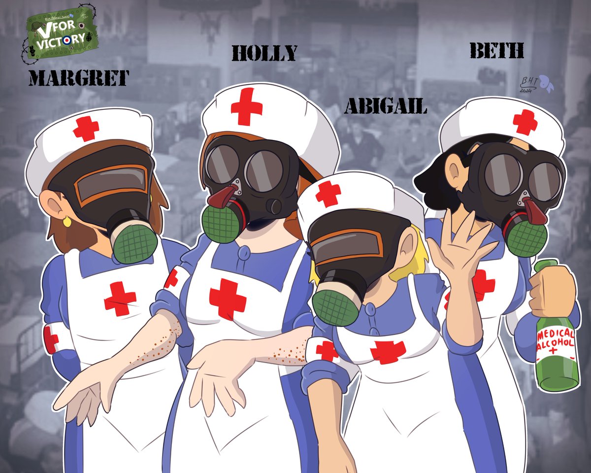 V for Victory - Nurses

#bhtvforvictory #ww2 #worldwar2 #ww2nurse #ww2nurses #nurse #nurselife #nurselifestyle #ww2british #ww2art #bluehelmetoc #oc #ocs #myoc #myocs #originalcharacter #myoriginalcharacter #digitalart #digitaldrawing #drawing #cartoon #cartoonstyle