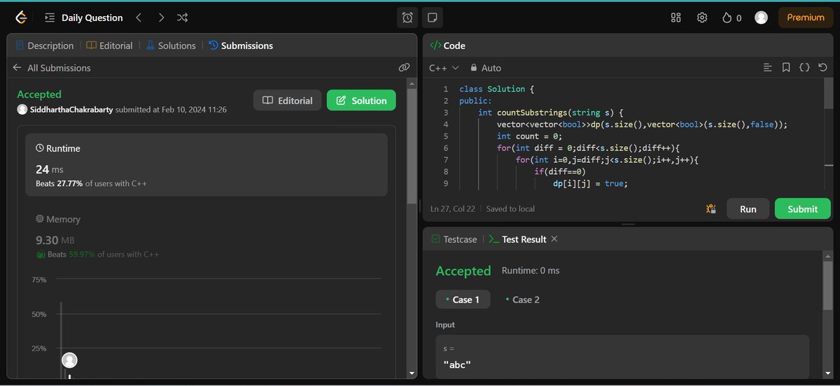 SChakrabarty23's tweet image. 🚀Day 1 of #100DaysOfCode :
- Solved Problem 647: Palindromic Substrings relating to DP on LeetCode 
- Revised concepts of QuickSort 
- Studied a research paper explaining use of different algos for options predictions.    
#LeetCodeChallenge