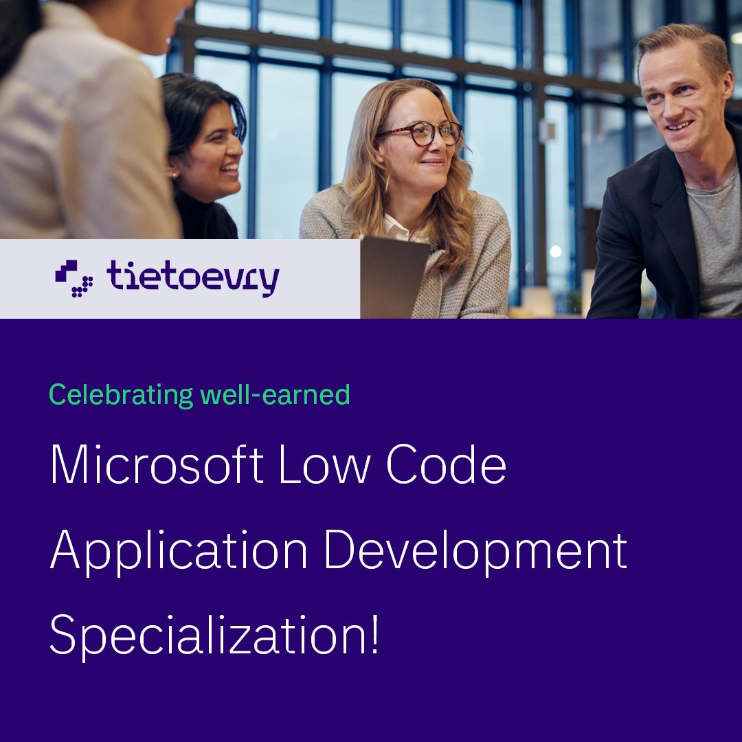 Tietoevry's tweet image. 🎉 Celebrating the well-earned Microsoft Low Code Application Development Specialization! Read our blog to learn how #lowcode can streamline digital transformation 👉 bit.ly/49sapvE
#LowCodeDevelopment #DigitalDevelopment #DigitalTransformation #tietoevrytechservices