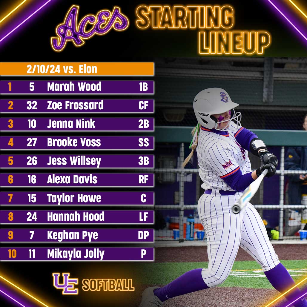 Lineup for game two of the day as Jess Willsey has given UE a 1-0 lead in the 1st. #ForTheAces