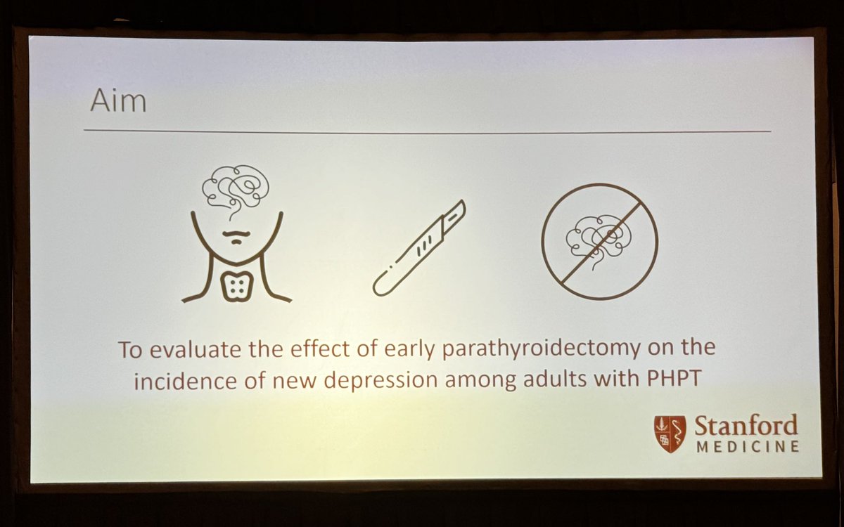 StanfordSurgery's tweet photo. .@OpNotes Resident Dr. Lia Delaney’s research found no difference between parathyroidectomy and non-operative management on new diagnosis of depression among adults with primary hyperparathyroidism #PCSA2024 https://t.co/qPyXA6q4CO