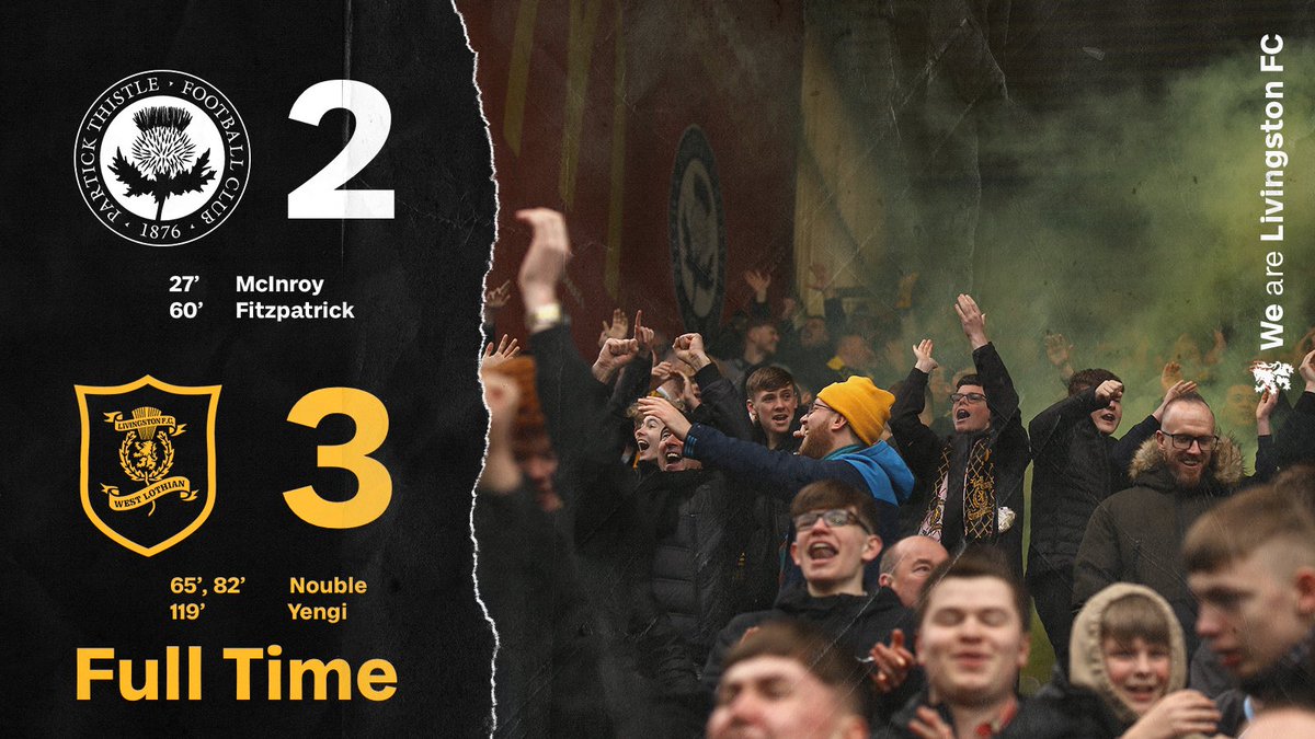 LiviFCOfficial's tweet photo. It’s all over as the mighty Lions come from behind to win it in the last minute!!

Into the hat 🎩 

PAR 2 v 3 LIV | #LFCLive | #ScottishCup https://t.co/HSwjT3ycEP