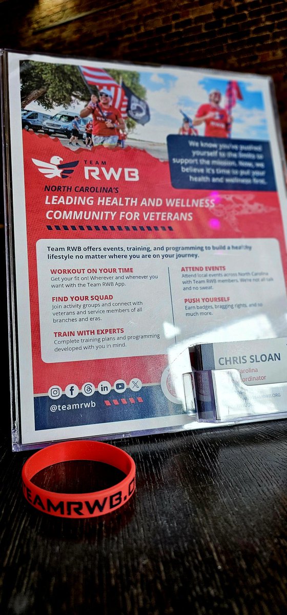 What is <a href="/TeamRWB/">Team Red, White & Blue</a>. Most states have chapters, to include some cities.   It is NOT all about running, it's about camaraderie and  inclusiveness. We all will take the journey outside the Military, don't do it alone. 
<a href="/NCDMVA/">NCDMVA</a> <a href="/HouseVetAffairs/">House Committee on Veterans' Affairs</a> <a href="/DeptVetAffairs/">Veterans Affairs</a>
