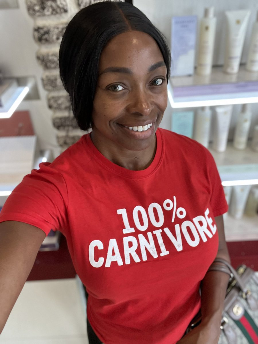DrCocoVenus's tweet photo. Representing my tribe today after a great #carnivore powered workout 🏋🏽♀️ this AM! #meatheals #meatrx #keto @SBakerMD @CaryKelly11 @CarnivoreIs @5MinuteBody https://t.co/UY44IyMwuF