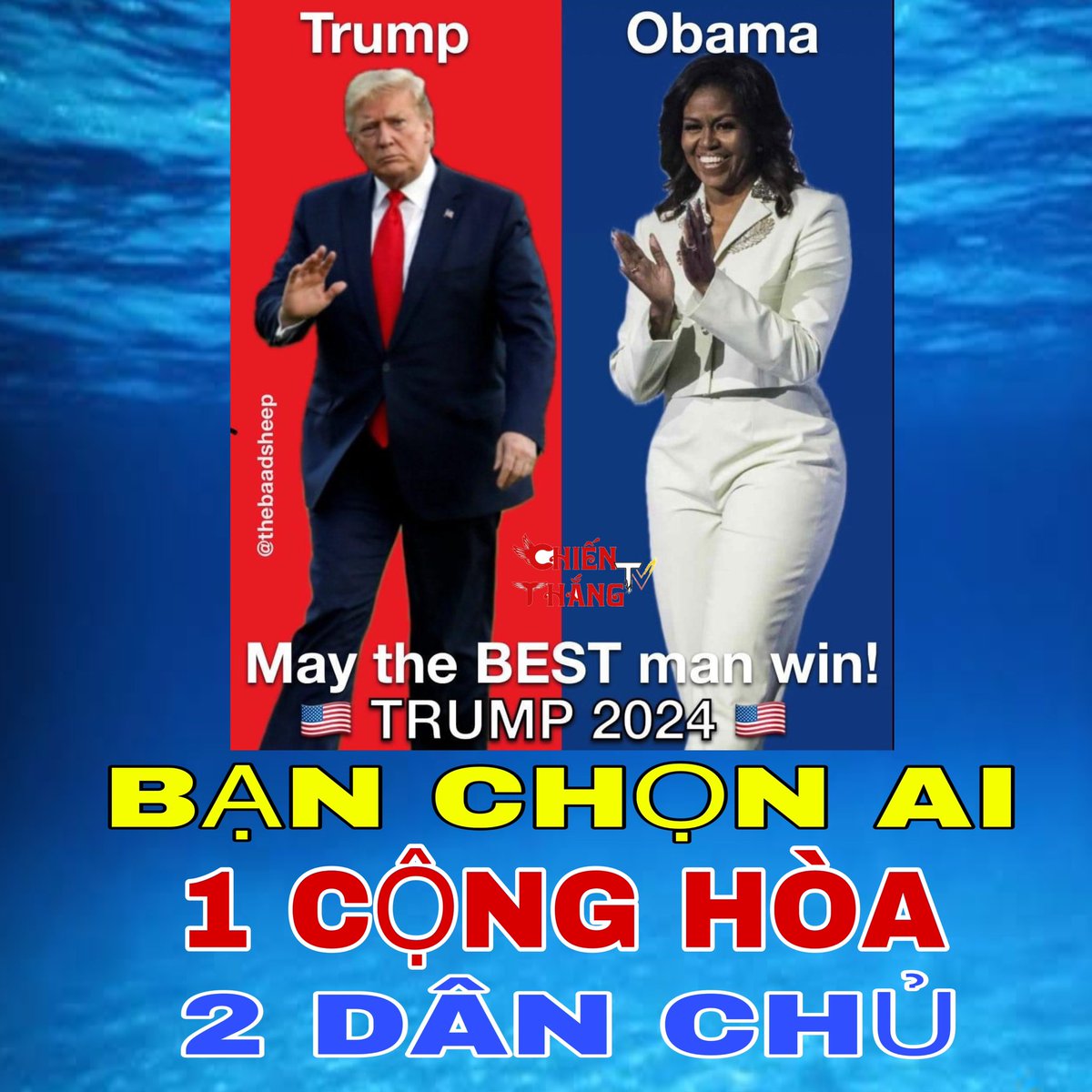 CHIENTHANGTV6's tweet photo. Bạn CHỌN AI ?
1 Đảng Cộng Hòa #Trump hay
2 Đảng Dân Chủ #Obma .
Hãy cho tôi ý kiến bên dưới bình luận nha. https://t.co/cigdSzFRI4