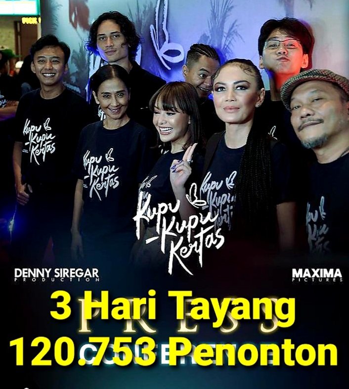 Apakah #KupuKupuKertas Film Flop?
Tidak, fakta dalam 3 hari; Rabu-Kamis-Jumat, 7-8-9 Februari, tayang di bioskop mencatat 120.753 penonton.
Prediksi bisa tembus sejuta plus pada akhirnya kelak. Semoga segera tayang kembali!