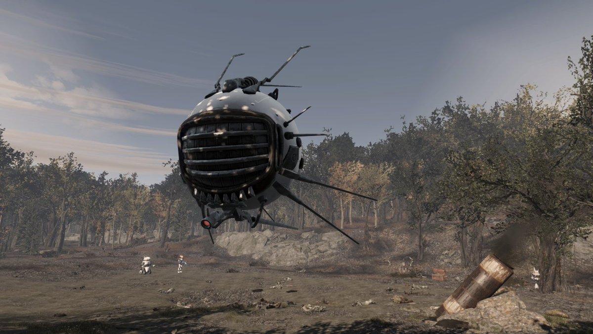 WAssaultron's tweet photo. Here is how id look as an eyebot likely serving as a massive survey and communications uplink, due to my massively increased size, I would have to have helium or hydrogen canisters within me to aid in flotation, as i would be 20 feet from top to bottom
#fallout #fallout4 #eyebot https://t.co/q6G2BAzIyL