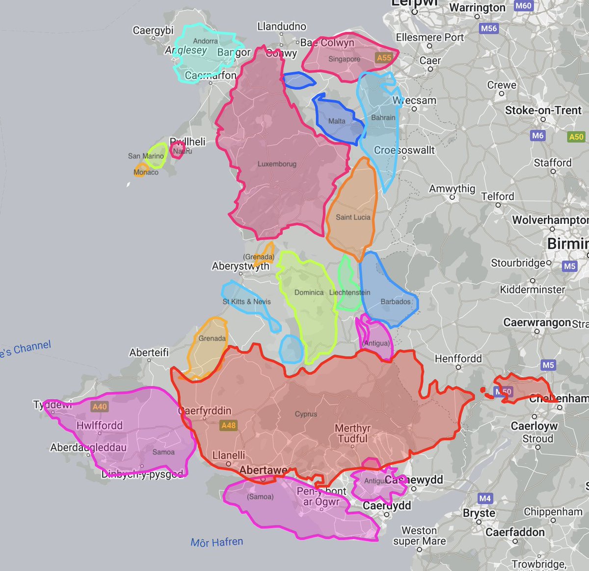 Amazing how many independent sovereign state countries you can fit inside Wales.