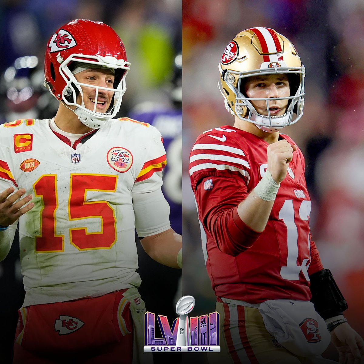 Back your guy in the Super Bowl! ❤️ = Patrick Mahomes 🔁 = Brock Purdy