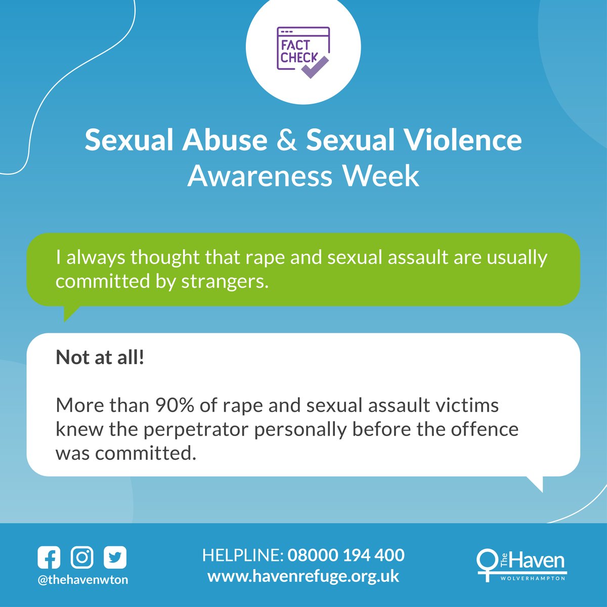 Today we are dismantling myths about sexual assault for #SASVAW2024. Let's challenge victim-blaming, debunk consent stereotypes, and break the silence. Share to foster empathy and support for survivors. 💙 #BreakTheSilence #ItsNotOkay #FactCheck