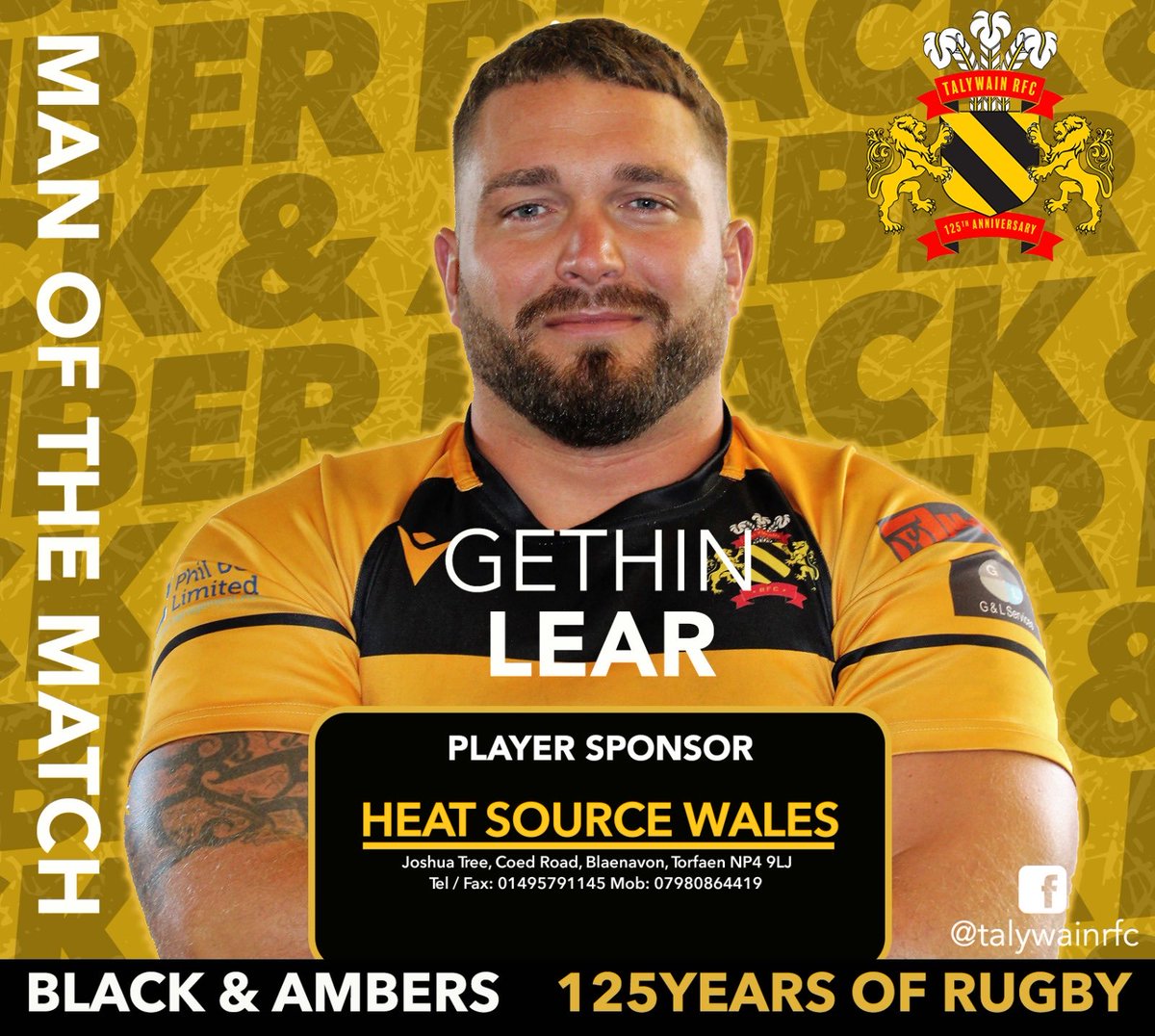 Talywain_RFC's tweet photo. A fantastic performance from our barnstorming second row today. We'll done Geth 💪 🖤💛 https://t.co/18GRuRMAdK