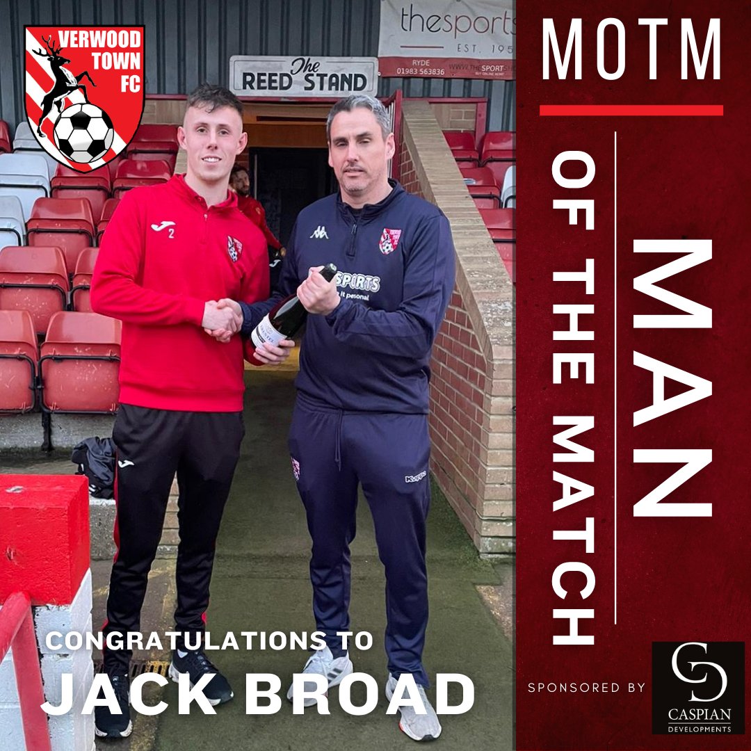 VTFC | Man of the Match Congratulations to Right Back Jack Broad for his driving runs and solid defensive performance today. Man of the Match bottle presented by John Hanna VTFC Assistant Manager. Safe Journey home lads! #upthepotters #manofthematch @jacksterb @WessexLeague