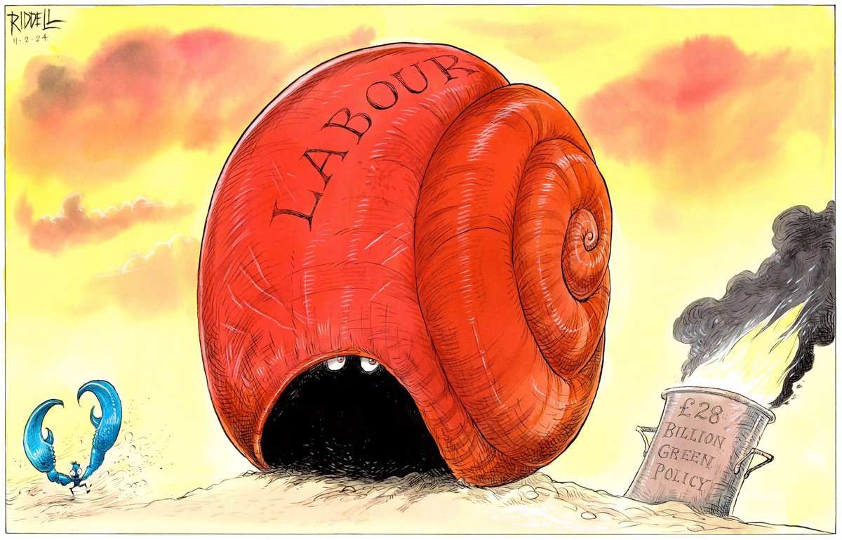 Chris Riddell on #LabourParty #28Billion #GreenPolicy #GreenPledge #FlipFlop #Environment #ClimateCrisis – political cartoon gallery in London original-political-cartoon.com