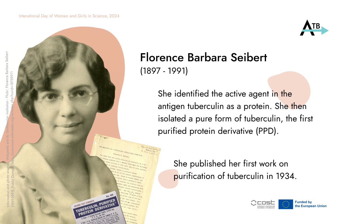 You've probably heard about the #tuberculin skin test, right? But... Did you know that...biochemist Florence Seibert identified the active agent in tuberculin as a protein? Well, yes! She also isolated the first PPD #WomenInScience @COSTprogramme #COSTaction