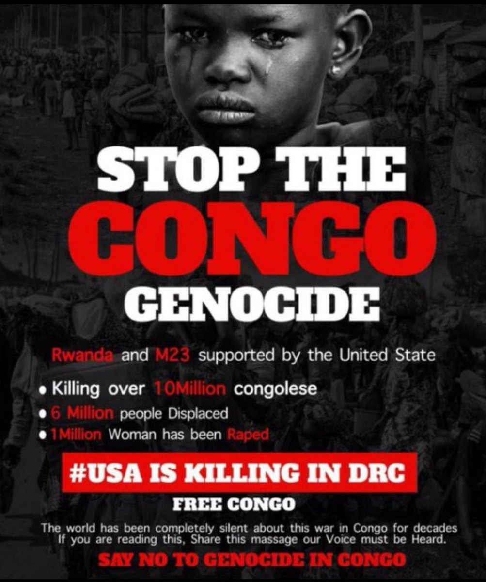 MD_Uzorma's tweet photo. Solidarity forever, we will always stand with Congo. Stand with Congo, Stand with humanity.

Congo 🇨🇩 is Africa 🌍 and Africa is Congo
#AfricaIsBleeding
#EndCongoGenocide
#CongoIsBleeding
#FreeCongo 
#FreeAfrica

Don't Stop talking about AFRICA/CONGO GENOCIDE https://t.co/3GvXp9iJX5