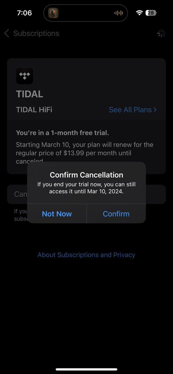 Ok Vultures is working on Spotify now 🙏

Time to cancel my TIDAL free trial 🔥