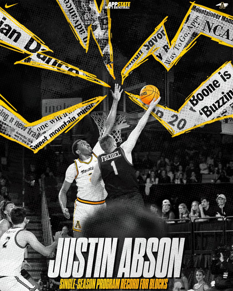 7️⃣6️⃣ With his first block against Toledo, Justin Abson has set the App State record for blocks in a season. Congrats on history, Justin! #TakeTheStairs