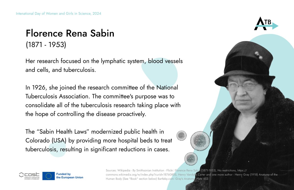 Ever heard of Florence R Sabin and her work on #tuberculosis? #WomenInScience2024 #WomenInScience #TB #COSTaction @COSTprogramme
