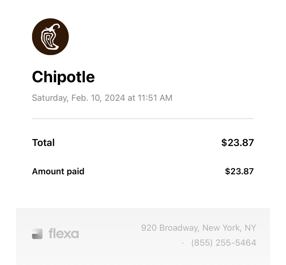 Another delicious lunch with my son at @ChipotleTweets paid by $ETH via @FlexaHQ SPEDN app. $AMP #SaturdaysAreForTheBoys #DontForgetMyGuac