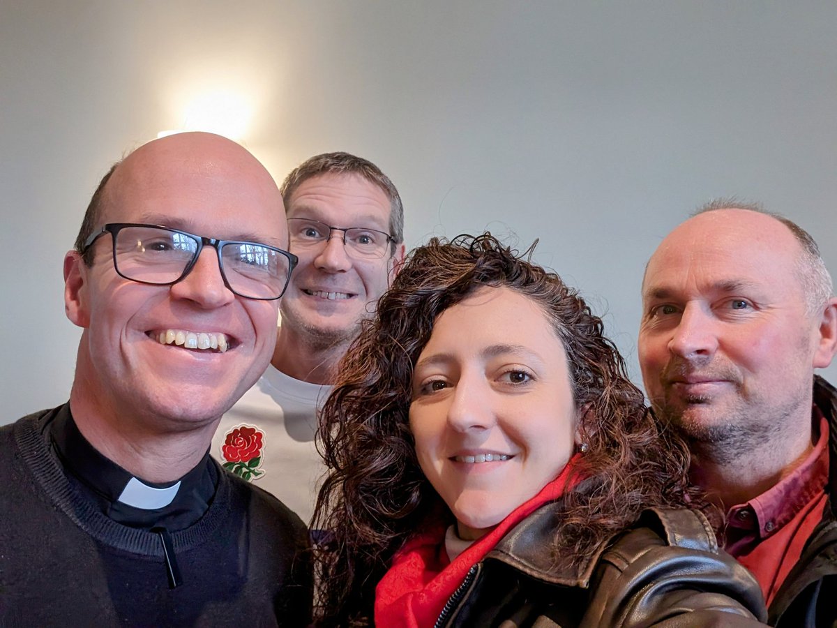 steph_walshe's tweet photo. Plans are in the making with these fabulous fellas. Roll on CAFOD 200km 👣 and Pig Race Night... 🐖

#DivineRenovation #stroseoflima #stpetersbartleygreen #parishteam #jamesmallon #parishvision #divinerenovationuk @olsrsp https://t.co/3sOFuvY7r6