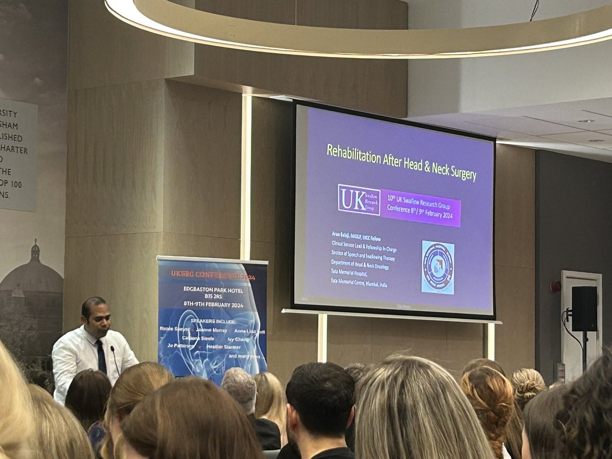 Wonderful to listen to @ArunBalajiKD this week at @UKSRG2 on rehabilitation following head and neck surgery.