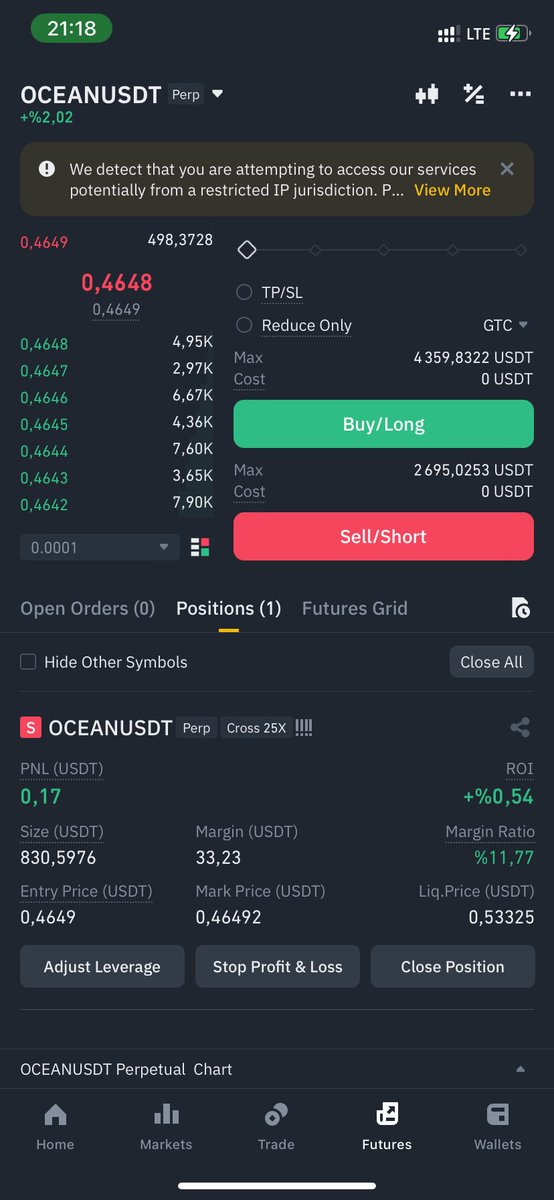 KriptoTurgut's tweet photo. #OCEAN coine short açtım. Ytd‼️👨‍💻 https://t.co/guFTH0kSLI