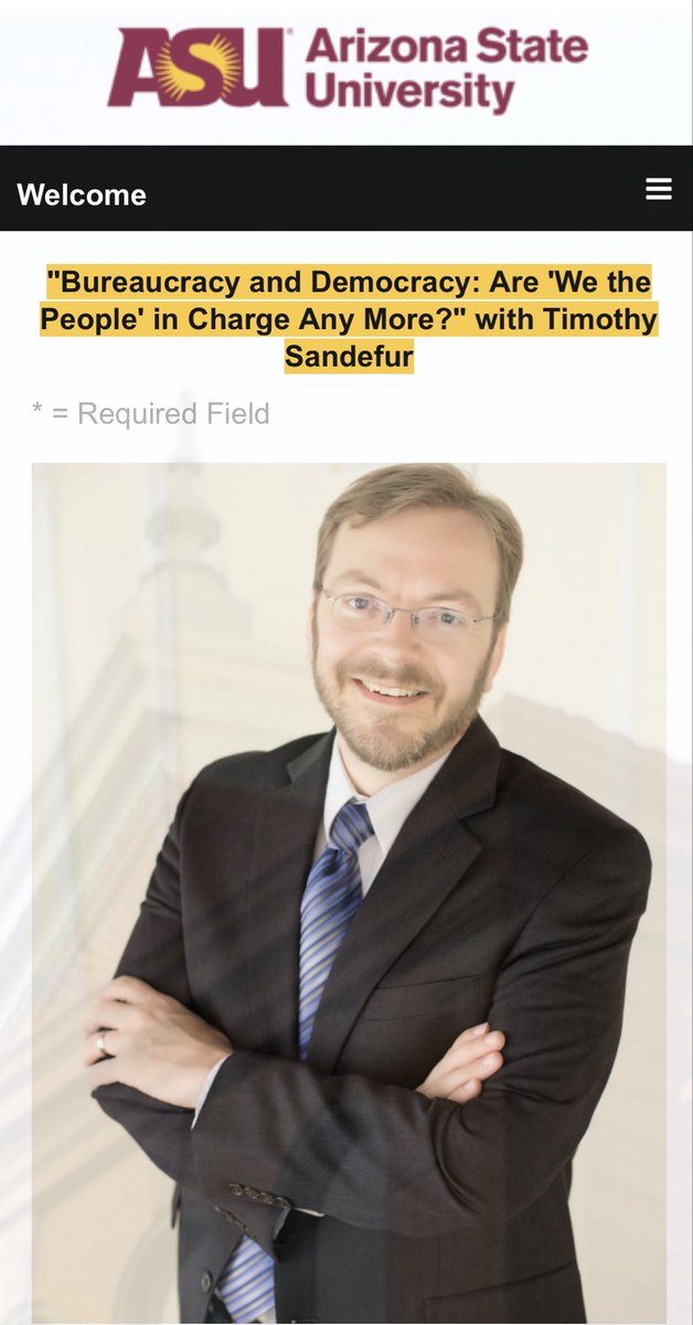 Phoenix friends—on March 11 I’ll be speaking at ASU about “The Administrative State: Are ‘We the People’ in Charge Anymore”? 

Please join us!

It’s free to the public, hut you must register:

specialevents.asu.edu/ereg/newreg.ph… @ASU_SCETL @CSELatASU @GoldwaterInst @CatoEvents #LoperBright