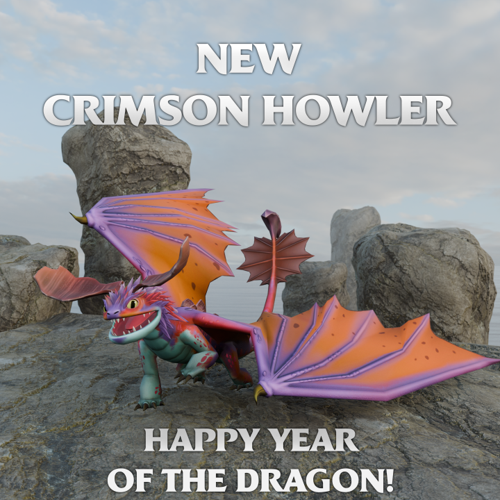 HTTYDCountdown's tweet photo. Y'all aren't going to believe this!

Volunteers at SoDOff worked to bring the Crimson Howler, a dragon revealed by SoD devs before shutdown but was never released, to life! You can now obtain them in the store in celebration of the Year of the Dragon! https://t.co/DvYjs7tBAq https://t.co/VzlLpiey0d