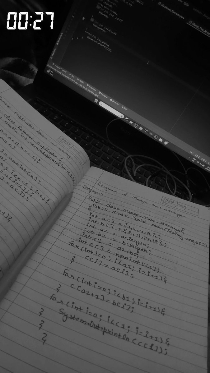Ismail__Gaurr's tweet image. Day-18 of ✅ #100daysofcodechallenge 
- Merge Two  Arrays⚡
- Sum of all elements in an Array

#100daysofcoding 
#100daysofpractice 
#java 
#programming 
#buildinpublic