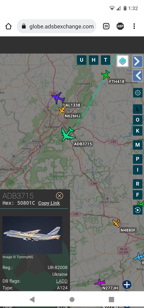 rjsincs's tweet photo. Outside plying pickleball with the fam and I heard a weird plane. That would be it! #Adb3715 #ur8208 #An124 probably headed to #Kmdt https://t.co/riDrHlhDHO