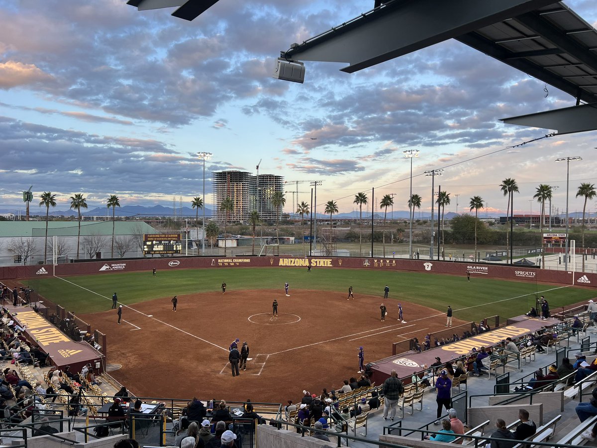 Bad weather is the worst but luckily our crew is the best. Had some minor set backs this week but we’re ready to roll. Hoping for clearer skies ahead. Good luck this weekend @ASUSoftball!!!